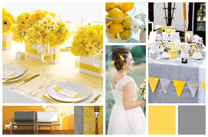 Yellow and grey wedding colours